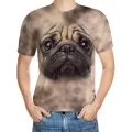 Pug Köpek Desenli 3D Tişört