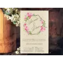 Çiçek desenli ekonomik düğün kartı - Concept 5638