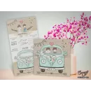 Gelin araba figürlü, katlamalı düğün kartı - Concept 5652