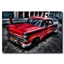 Kırmızı Nostalji Araba Temalı Kanvas Tablo
