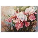 Pembe ve Beyaz Çiçekli Yağlı Boya Tablo