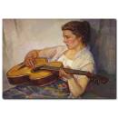 Gitar ve Kadın Yağlı Boya Tablo