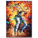 Saksafon Çalan Kadın Yağlıboya Kanvas Tablo