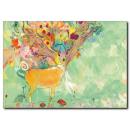 Çiçek ve Geyik Yağlıboya Kanvas Tablo