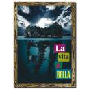 Ada ve Suya Yansıması Doğal Ahşap Çerçeveli Tablo