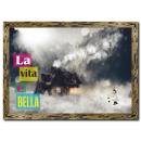 Karlar Altında Dağ Evi Doğal Ahşap Çerçeveli Tablo