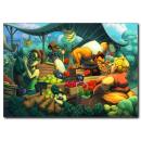 Karikatürize Semt Pazarı Kanvas Tablo