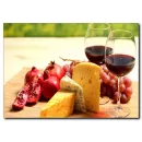 Kırmızı Şarap ve Peynir Temalı Kanvas Tablo