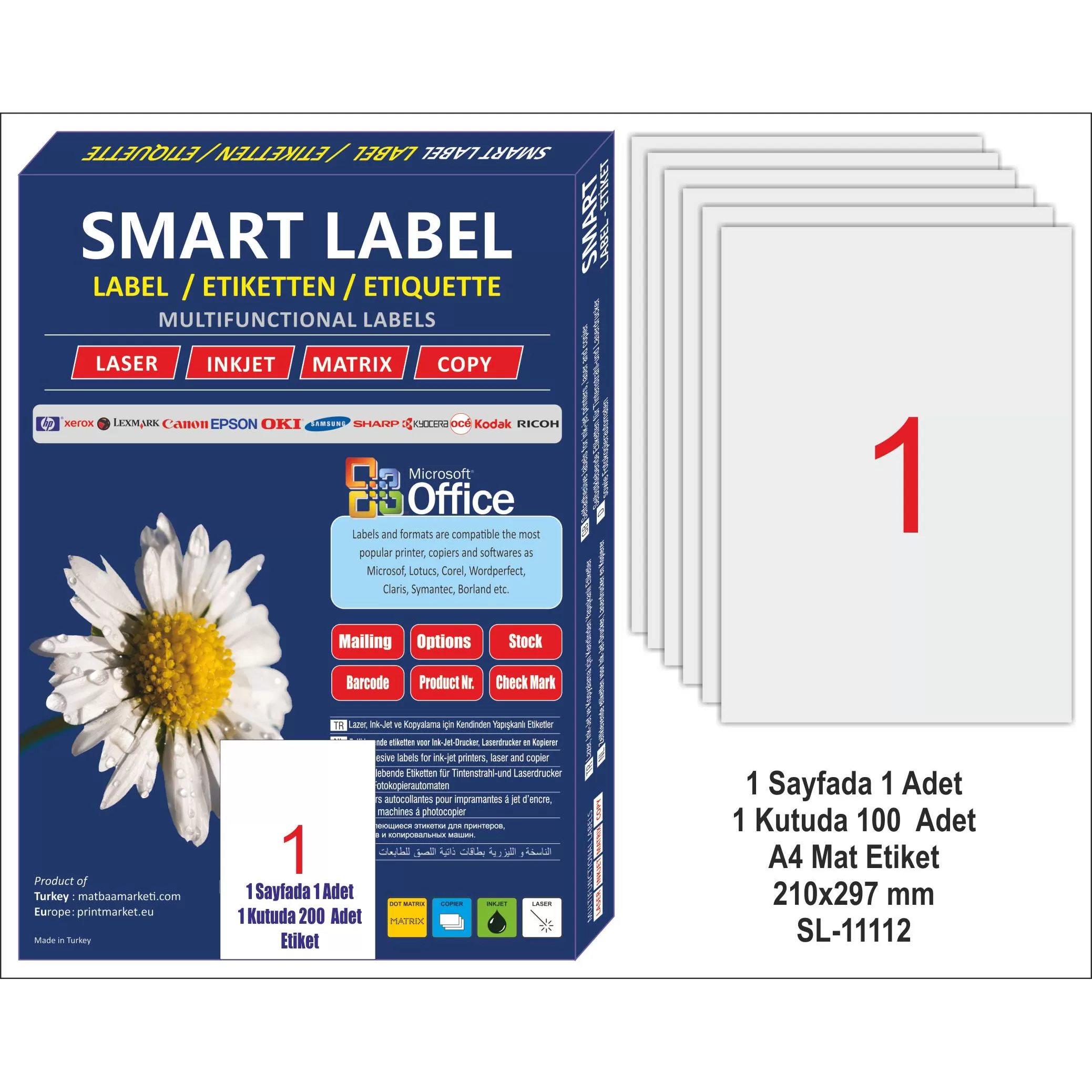 a4 1 hamur etiket smartlabel 100 adet