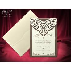 İnci Taş aksesuarlı, lazer kesimli evlilik kartı - Popular 2760