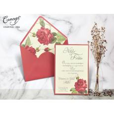 Gül desenli düğün kartı - Concept 5566