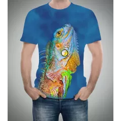 Bukalemun Desenli 3D Tişört