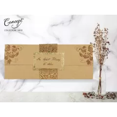 Kuşak aksesuar detaylı düğün kartı - Concept 5619