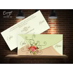 Çiçek desenli düğün kartı - Concept 5632
