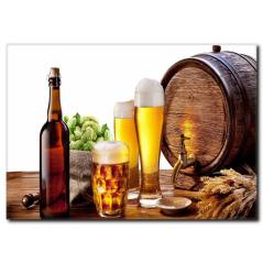Fıçı Bira ve İçiçekler Kanvas Tablo