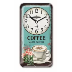 Coffe Kartpostal Desenli  Magnetli Buzdolabı Saati