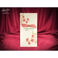 Çiçek Desen Baskılı, Kurdeleli Davetiye - 2662