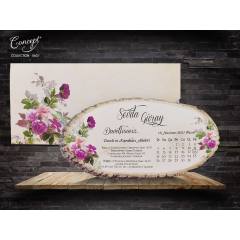 Çiçek desenli düğün kartı - Concept 5607