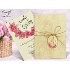 İsimlik detaylı, çiçek desenli düğün kartı - Concept 5611