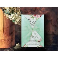 İsimlik ve kurdele detaylı düğün kartı - Concept 5629