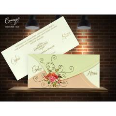 Çiçek desenli düğün kartı - Concept 5632