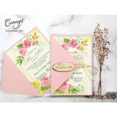 Çiçek desenli düğün kartı - Concept 5667