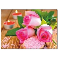 Mum Detaylı Pembe Gül Kanvas Tablo