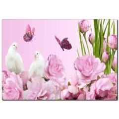 Kelebek ve Güvercin Temalı Kanvas Tablo