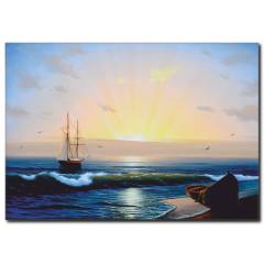 Denizde Yelkenli Kanvas Tablo