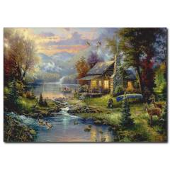 Göl Kıyısında Yaşam Yağlı Boya Tablo