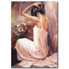 Saçını Toplayan Kadın Yağlı Boya Tablo