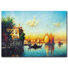 Akşam Güneşinde Sandal Keyfi Kanvas Tablo