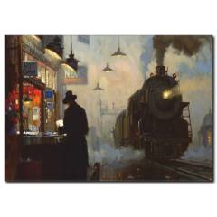 Tren Garı Manzara Yağlı Boya Kanvas Tablo