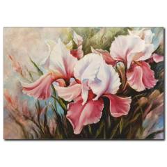 Pembe ve Beyaz Çiçekli Yağlı Boya Tablo