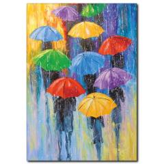 Renkli Şemsiyeler Yağlı Boya Tablo
