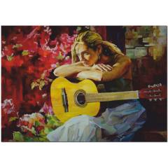 Gitar Çalan Kız Yağlı Boya Tablo