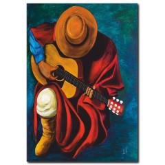 Gitar Çalan Şapkalı Adam Tablosu