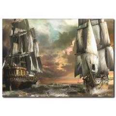 Şık Yelkenli Yağlı Boya Kanvas Tablo