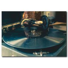 Eski Gramofon Kanvas Tablo