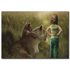 Hayvan Dostluğu Temalı Kanvas Tablo
