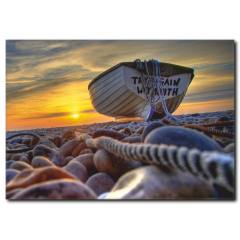 Taşlar Üzerinde Sandal Temalı kanvas Tablo