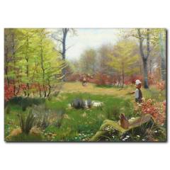 İlkbahar Manzarası Temalı Yağlıboya Kanvas Tablo