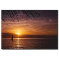 Okyanusta Gün Batımı Manzaralı Kanvas Tablo