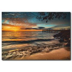Okyanusta Gün Batımı Manzaralı Kanvas Tablo