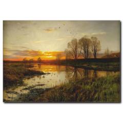 Günbatımı ve Doğa Manzaralı Kanvas Tablo