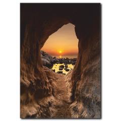 Mağaradan Günbatımı Manzarası Kanvas Tablo