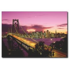 Köprü ve Işıklı Şehir Manzarası Tablo