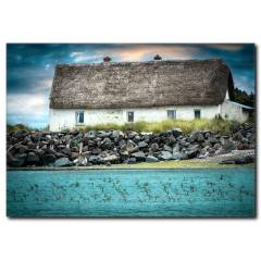 Kulübe ve Deniz Manzaralı Kanvas Tablo