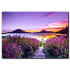 Lavanta Bahçesinden Gün Batımı Kanvas Tablo