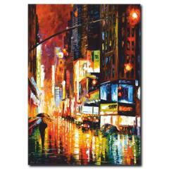 Şehirde Yürüyüş Yağlıboya Kanvas Tablo